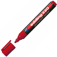 Маркер перманентный Edding 330 красный, 1-5мм, скошенный наконечник, универсальный, заправляемый